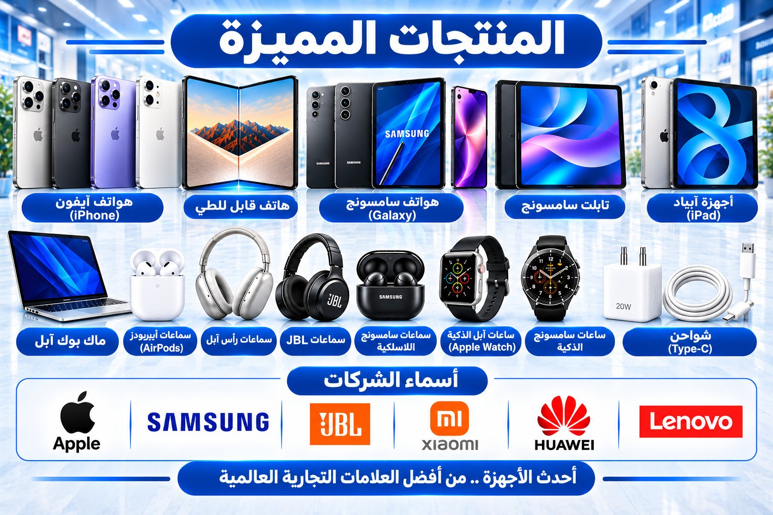Featured smartphones, tablets, laptops, wearables and accessories